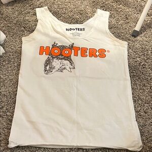 Hooters White Tank with Bright Orange Logo